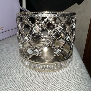 Bath and Body Works Candle Holder Glitter Shimmer Silver